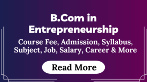 Read more about the article B.Com in Entrepreneurship Course Fees, Admission, Syllabus, Subject, Job, Salary, Career & More